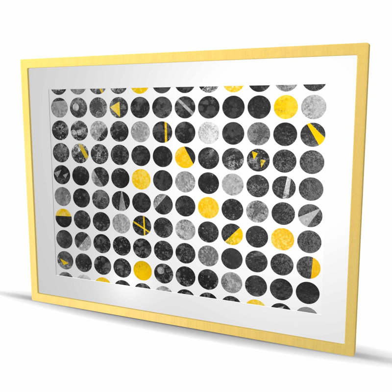 Abstract Grunge Circles - Gray Pattern Framed Matted Print