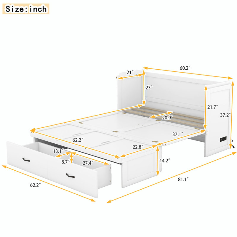 Zanasia Murphy Bed, White