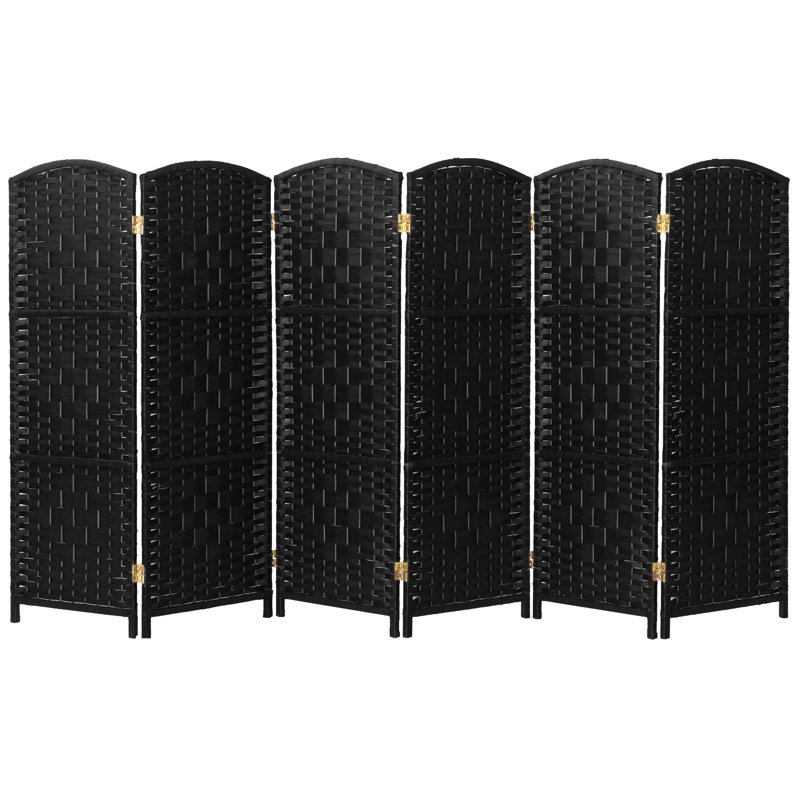 2 Ft. Tall Diamond Weave Fiber Room Divider - Dark Mocha - 8 Panel, 6, Black, 2 ft