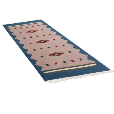 Tapis beige/vert en laine melody fait main azure dhurrie Parkhurst