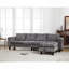Canapé modulaire 5 places, avec repose-pieds de rangement, canapé modulaire convertible, canapé en L, méridienne réversible, canapé riveté, chenille