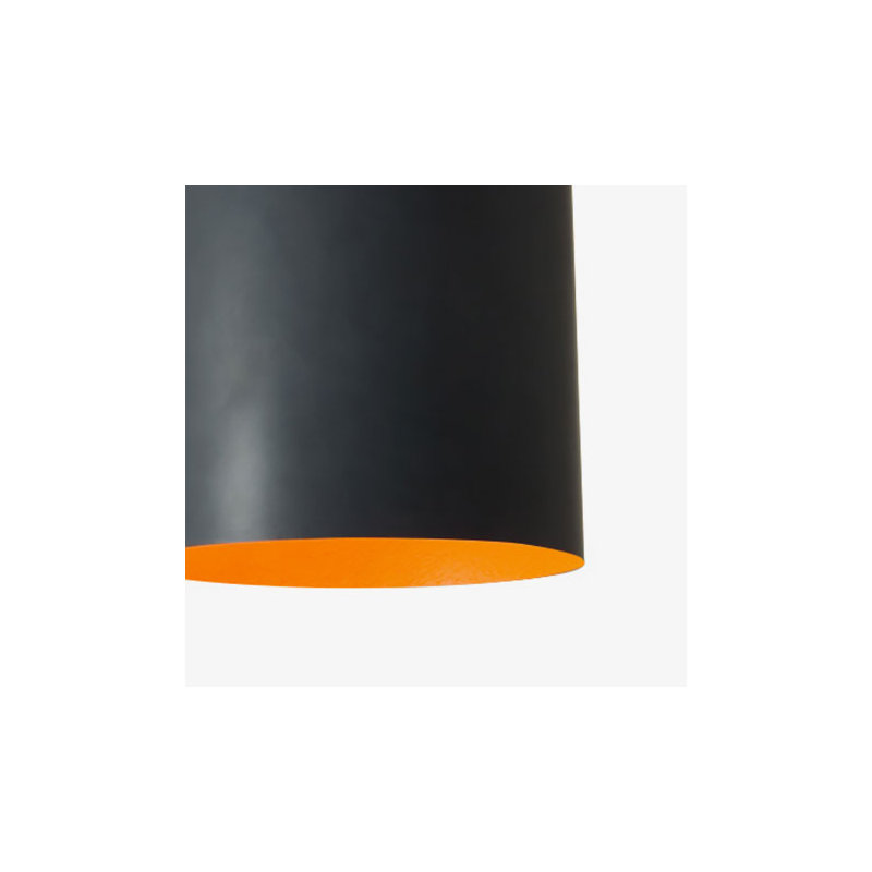 1 - Light Black Drum Pendant, Black/Orange