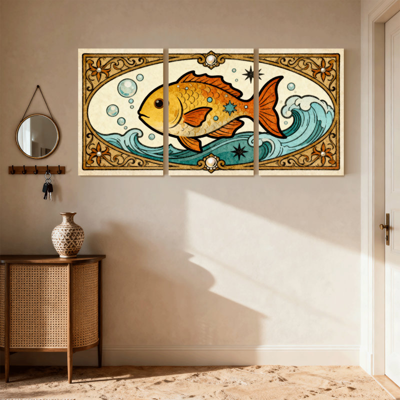 «Fantasy & Sci-Fi Colorful Fish Ocean Waves», ensemble de 3 impressions sur toile, H 18 po x l 36 po