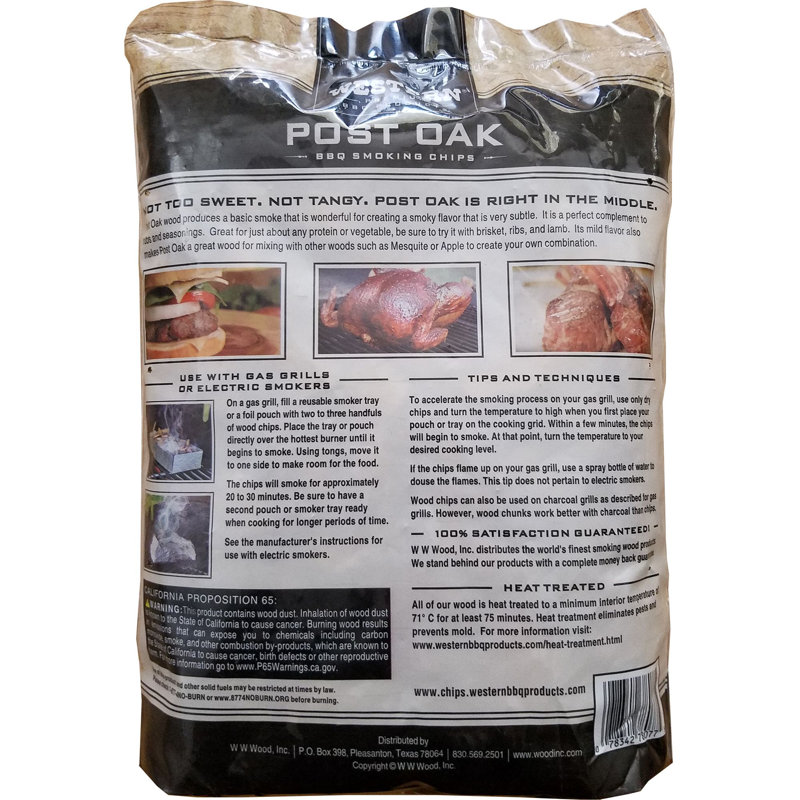 Western Premium BBQ Products Post Oak Barbecue Cooking Chips, 180 Cubic Inches