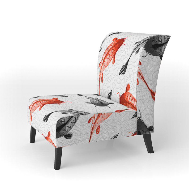 Brechta Vibrant Curve Design II - Velvet Upholstered Modern Slipper Chair, Red/Black