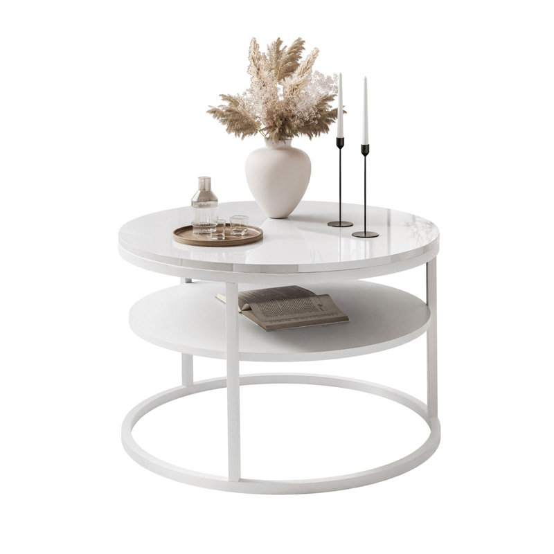 Pater Frame Coffee Table with Storage, High-gloss white