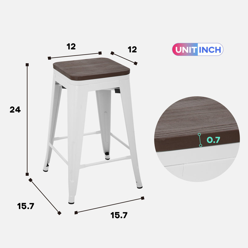 Tabouret de comptoir 24 po Malakoff, Blanc
