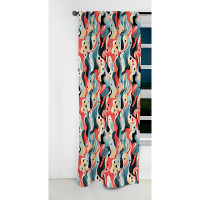 Tribal Adaptation Pink And Blue I - Abstract Curtain - Blackout Geometric Curtain - 1 Panels