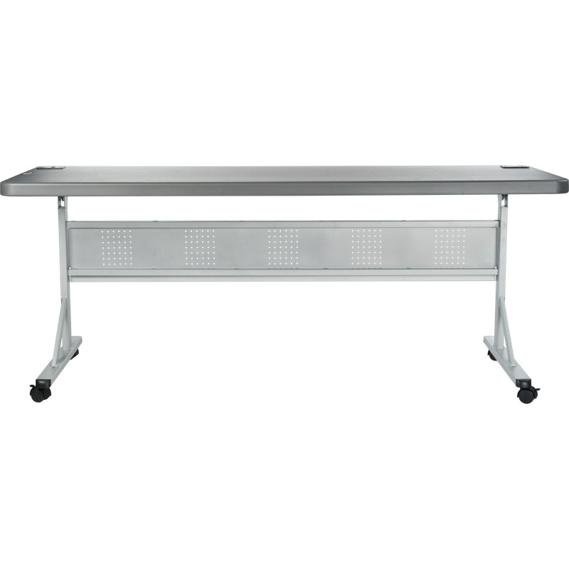 Gray Polypropylene Flip Top Training Table with Casters