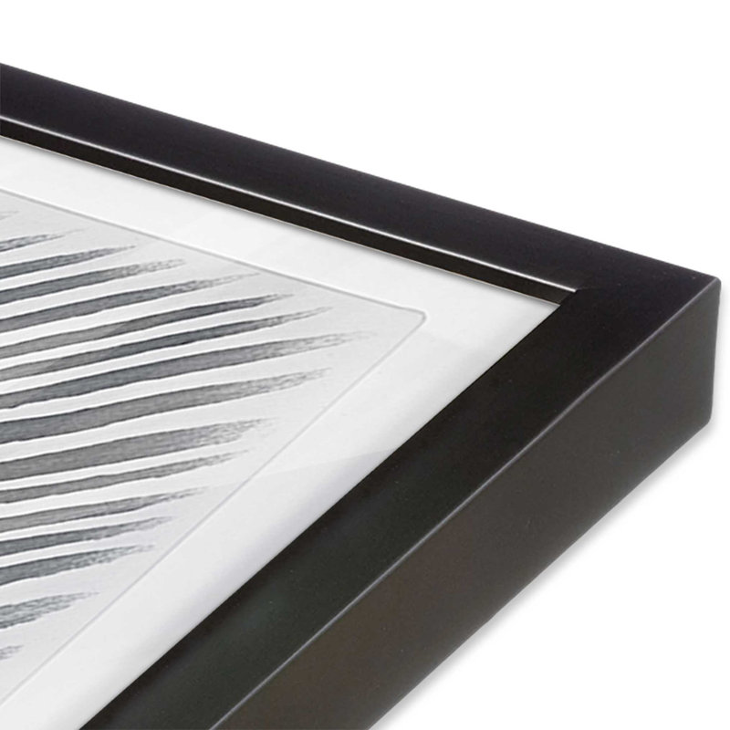 Illusion linéaire III, Cadre simple en zinc patiné, H 13,75 po x l 13,75 po