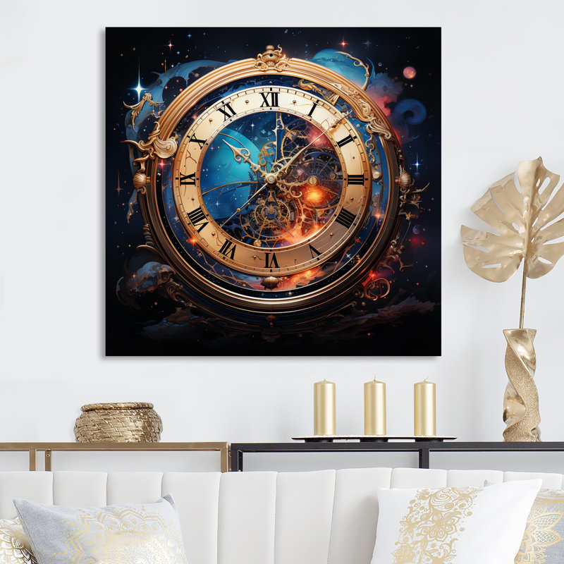 Horloge métaphysique sur toile, Toile tendue, H 30 po x l 30 po x P 1 po