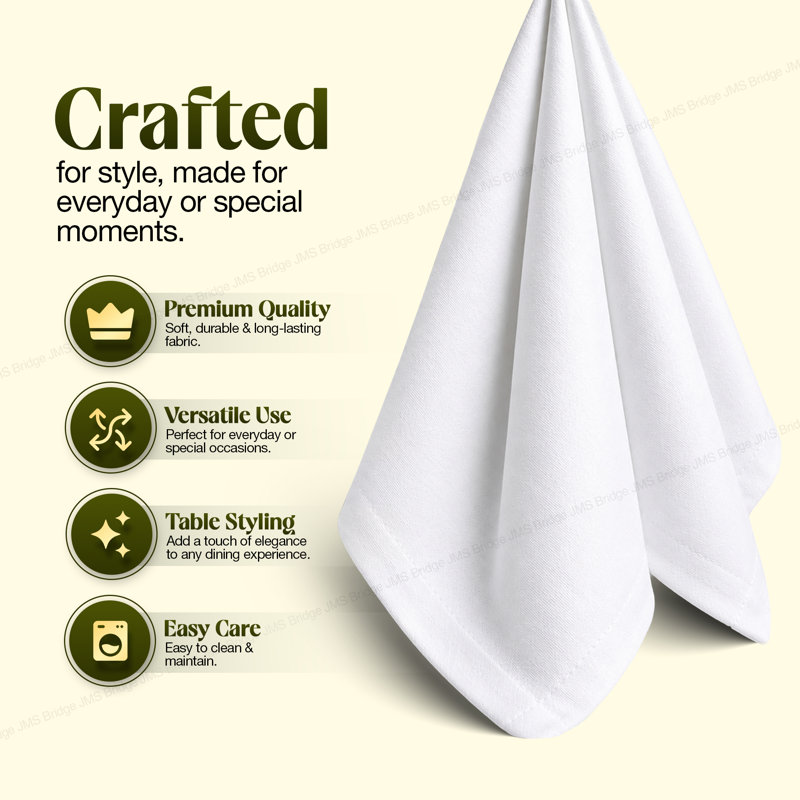 4Pc White Cotton Blend Napkins