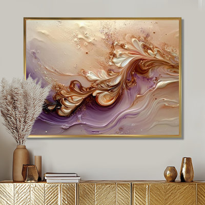 Vague cosmique de lavande, encre liquide I - art mural abstrait encre liquide, salon