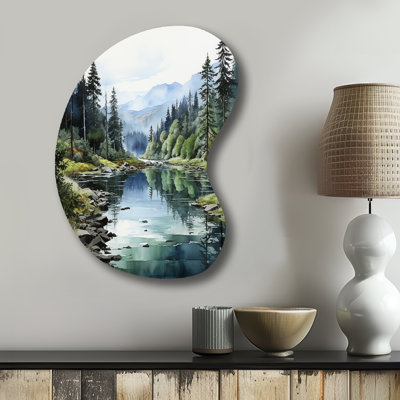 Habon - art mural à imprimé asymétrique minimaliste en métal, décoration murale en forme unique verte