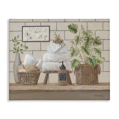 «Comforting Bathroom Spa Still Life», art mural sur toile par Pam Britton