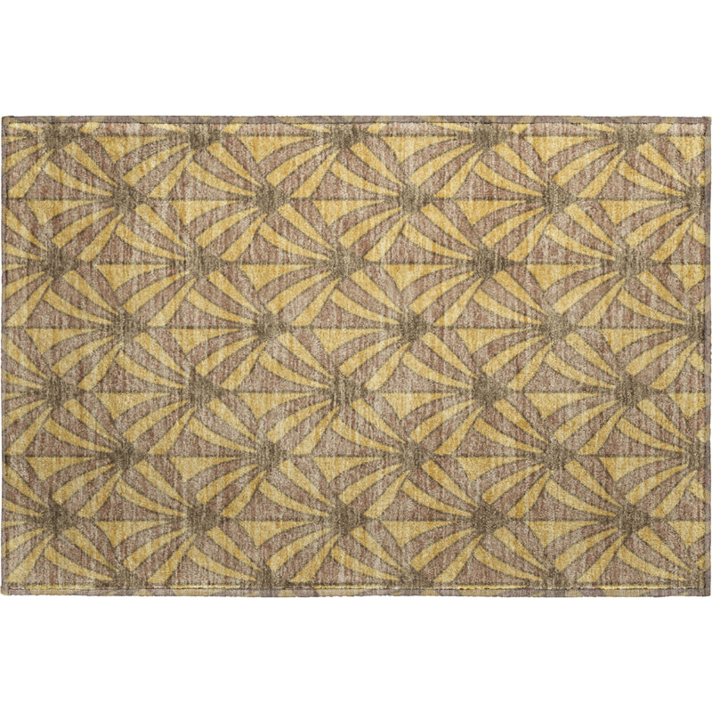 Premium Machine Washable Mayfield AMF2426 Striped Rug, Gold, 2'6" x 3'10"