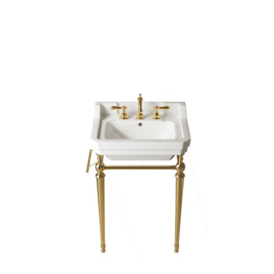 Lavabo en céramique pour salle de bain de 23 po avec 3 trous pré-percés, sans armoire et robinet Vici, blanc