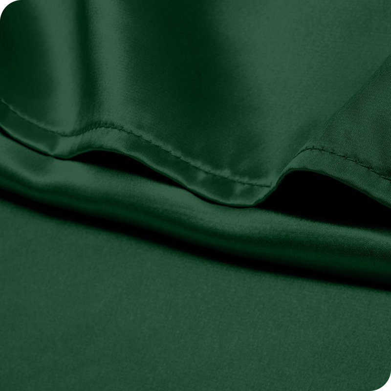 Forest Green Satin Standard Pillowcase Set with Envelope Closure