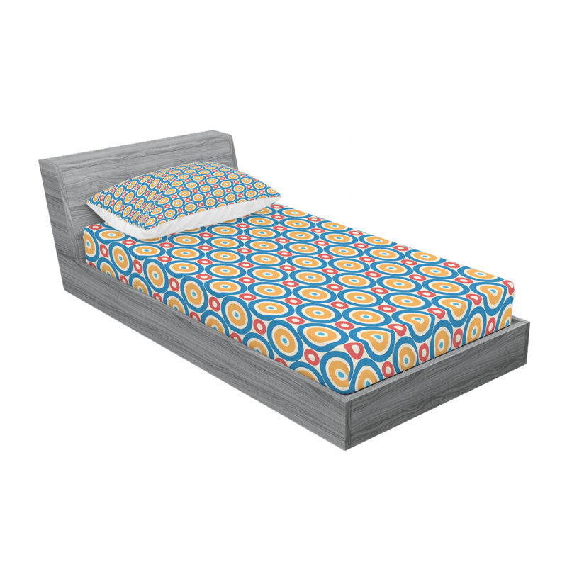 Microfiber Geometric Sheet Set, Twin XL Sheet Set with Fitted Sheet