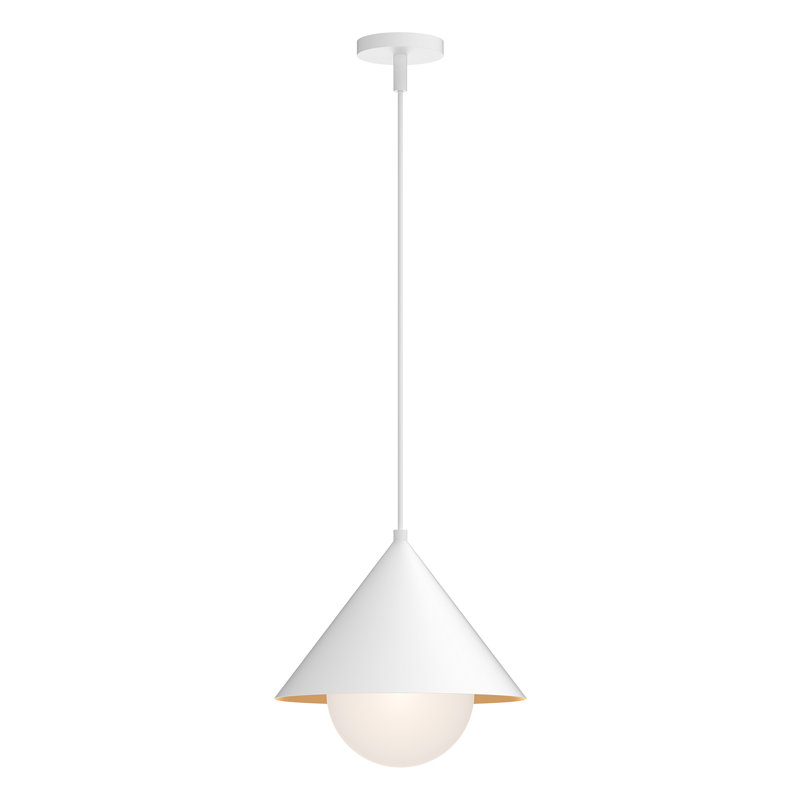 Luminaire suspendu conique 1 lumière Ireland, Blanc / verre opale