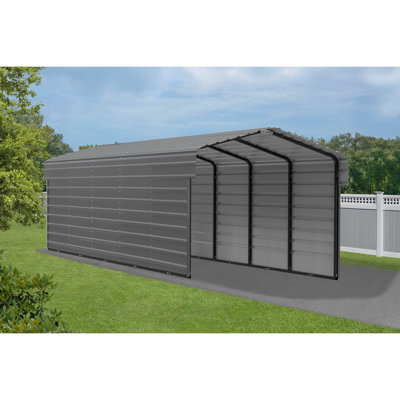Steel Carport With 2 Side Wall Kits, 10X24X7