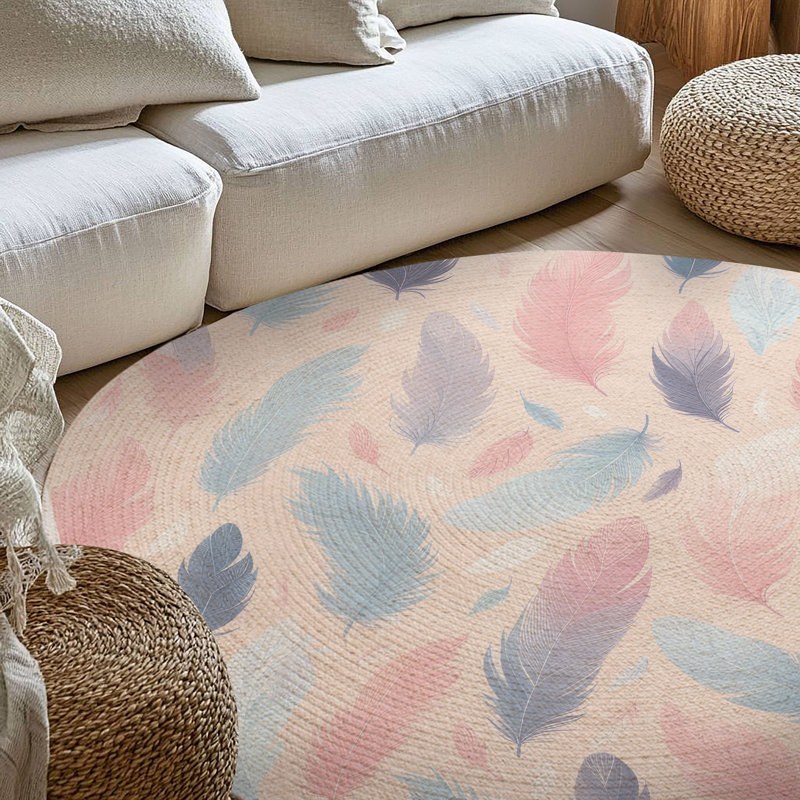 Tapis tressé Gentle Plumes, Rond 5 pi