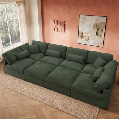 Bouley Modular Cloud Sleeper Sectional Sofa With Storage Green