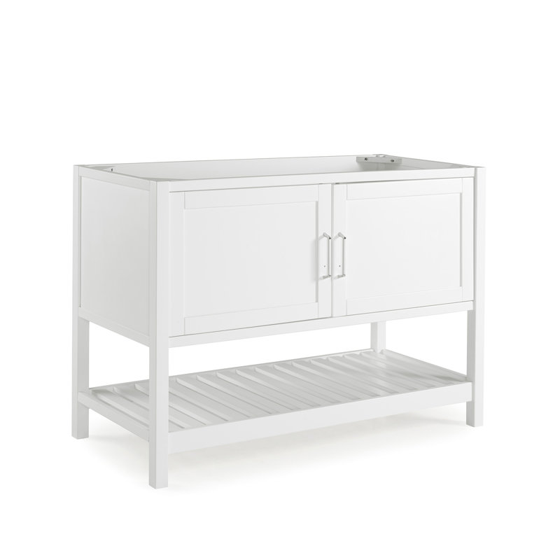 Meuble-lavabo moderne à fermeture en douceur avec portes ouvertes Caitline