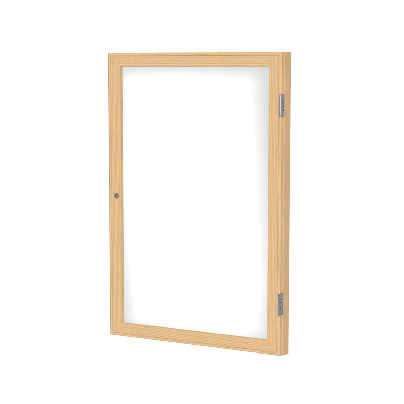 Tableau blanc magnétique en porcelaine avec cadre en bois 1 porte ghent, H 3 pi x l 2 pi, Chêne