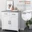 Armoire de salle de bain, armoire à linge autoportante, armoire de rangement avec 2 tiroirs, portes doubles, tablette réglable, blanc