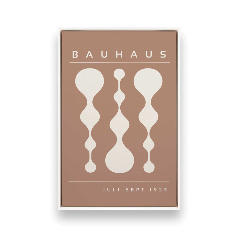 «Midnight Retro Bauhaus», reproduction sur toile encadrée, Cadre flottant or poli, H 48,75 po x l 32,75 po, Taupe chaleureux