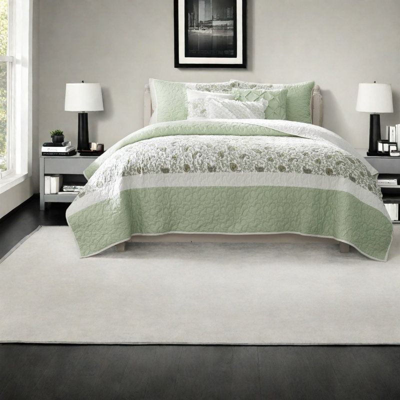 Ensemble de literie élégant en percale de coton 6 pièces, maison de campagne florale