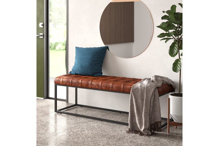 Gagliardi Genuine Leather Upholstered Bench
