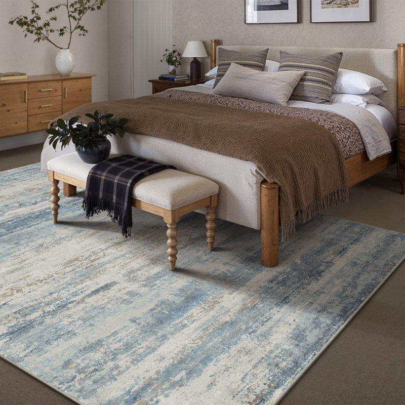 Licia Abstract Blue Area Rug, Runner 2'3" x 7'6"