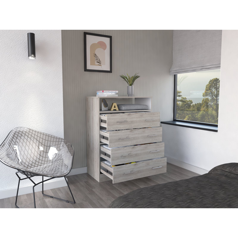 Amy-Lei 33'' W 4 - Drawer Dresser, Light Gray