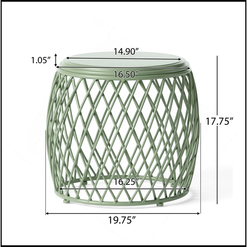 Table d'appoint en fer résistante aux intempéries en treillis pour patio, jardin et balcon, Vert