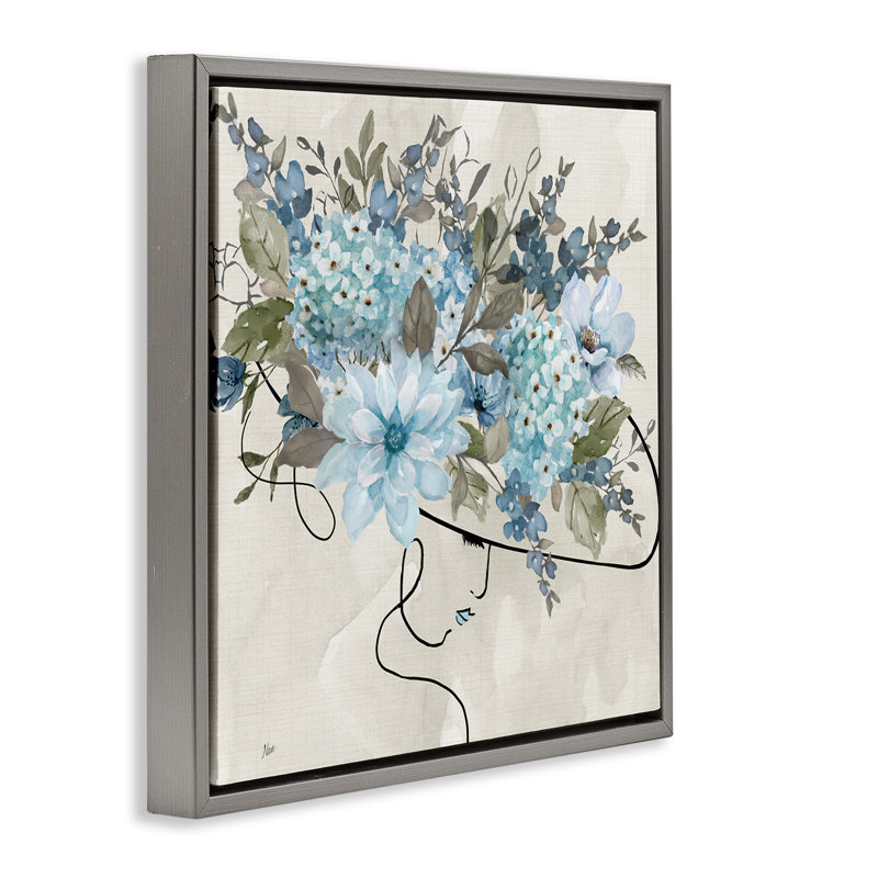 "Floral Fashion", art mural encadré sur toile flottante par Nan, Cadre flottant gris lustré, H 18 po x l 18 po