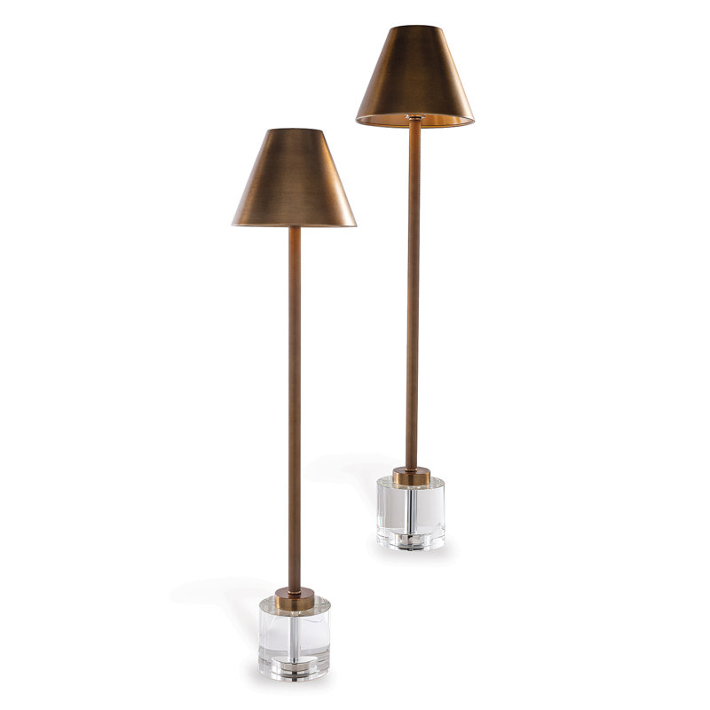 Ensemble de 2 lampes de style Parlement en cristal, Laiton vieilli, Transparent / laiton vieilli