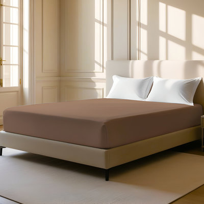 400TC Sateen Solid Cotton Fitted Sheet Fits Upto 8" Deep Pocket