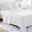 Grandes draps et taies d'oreiller, ensemble d'ourlet à volants en microfibre blanche, toutes saisons