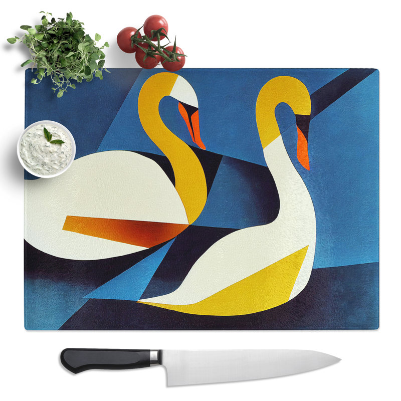Abstract Swans Vol.1  Glass Chopping Board