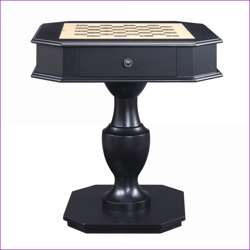 Table de jeu avec plateau de jeu réversible et 2 tiroirs, finition noire | Noir | Bois synthétique, Noir