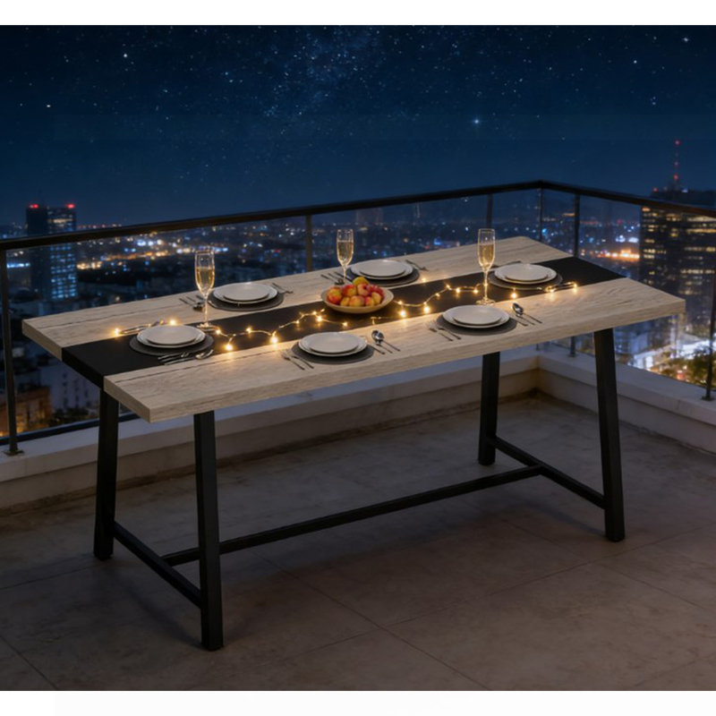 Long Dining Table With Large Tabletop And Steel Legs,Kitchen Table,For Your Home