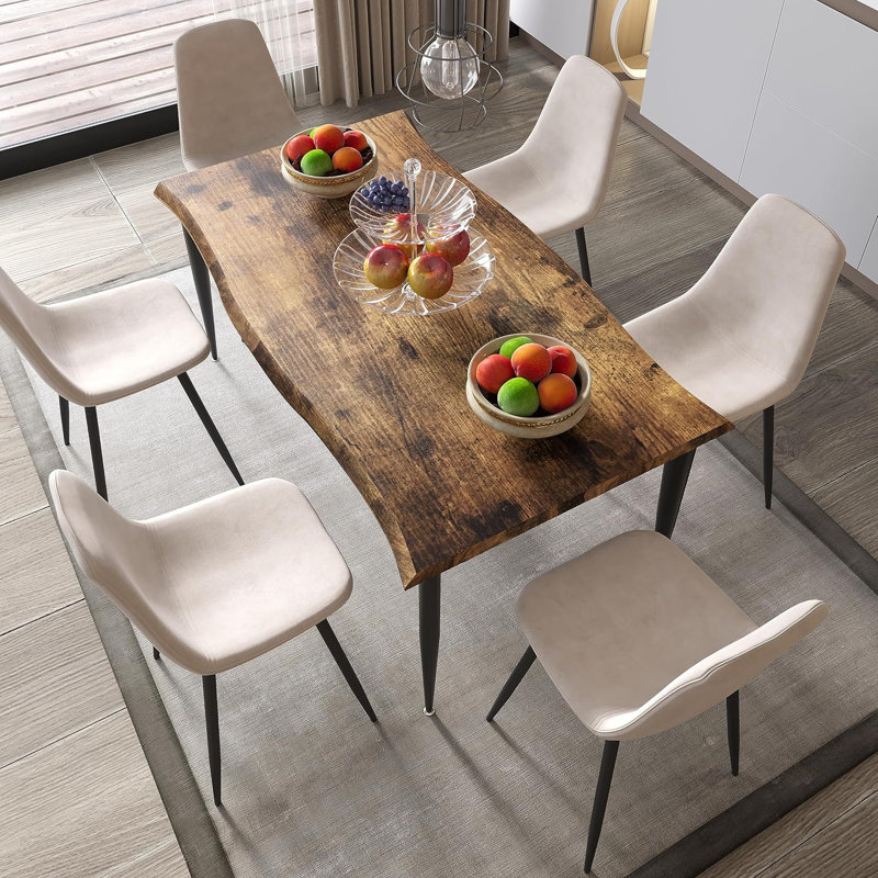 Table de salle à manger avec plateau en MDF et pieds en métal Elle
