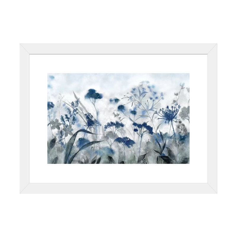 Inky indigo - reproduction d'art, H 16 po x l 24 po x P 1 po, Papier encadré blanc, Blanc