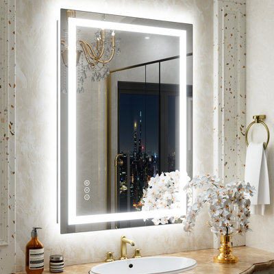 Wayfair Basics® UL Certified Front & Back LED Anti-Fog Tempered Glass Bathroom/Vanity Mirror with 3-Year Warranty