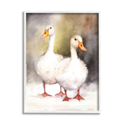 " Two White Ducks In Snow " by Ziwei Li