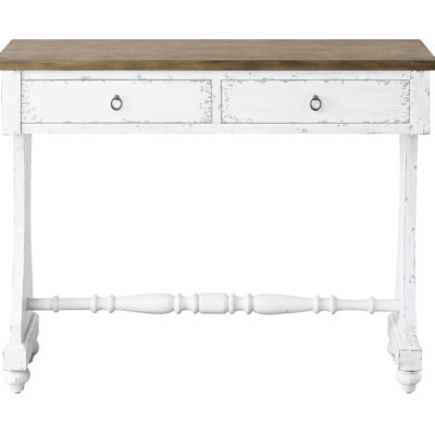 Console blanche antique à 2 tiroirs - Maximisez l'espace pour les articles quotidiens. Mouvement fluide avec glissières latérales en bois.