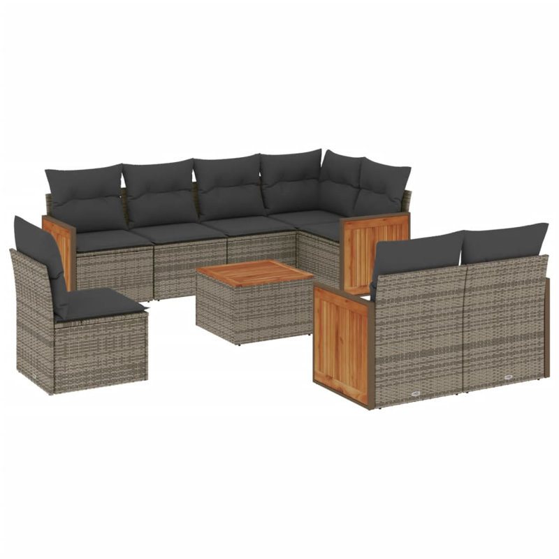 Vidaxl Garden Sofa Set Grey, Dark Grey