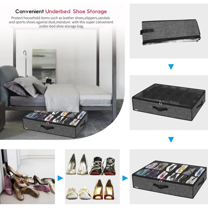24 Pair Stackable Underbed Shoe Storage